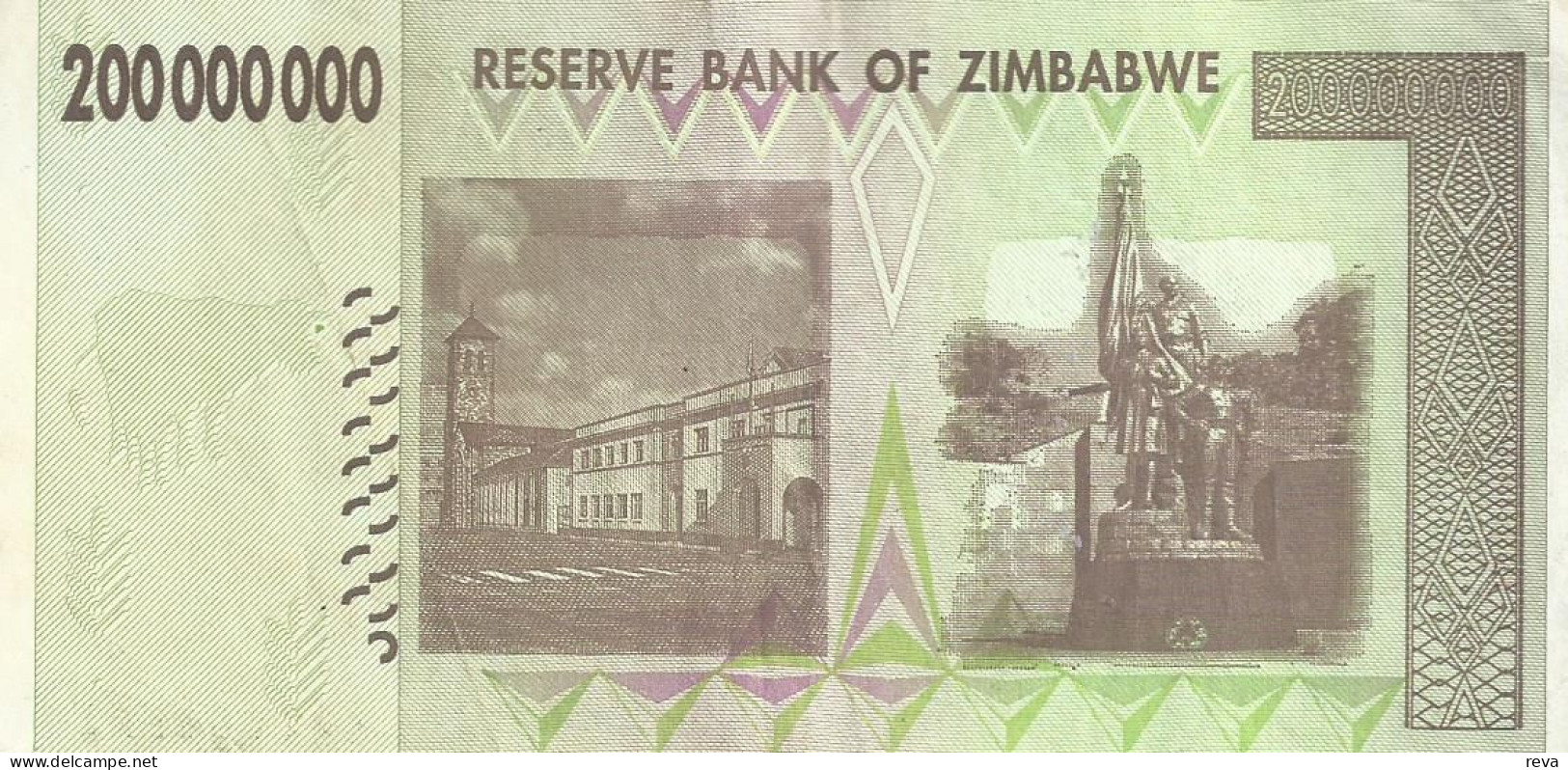 ZIMBABWE $200 MILLION BROWN ROCKS FRONT BUILDING BACK DATED 2008 VF READ DESCRIPTION CAREFULLY !!! - Simbabwe