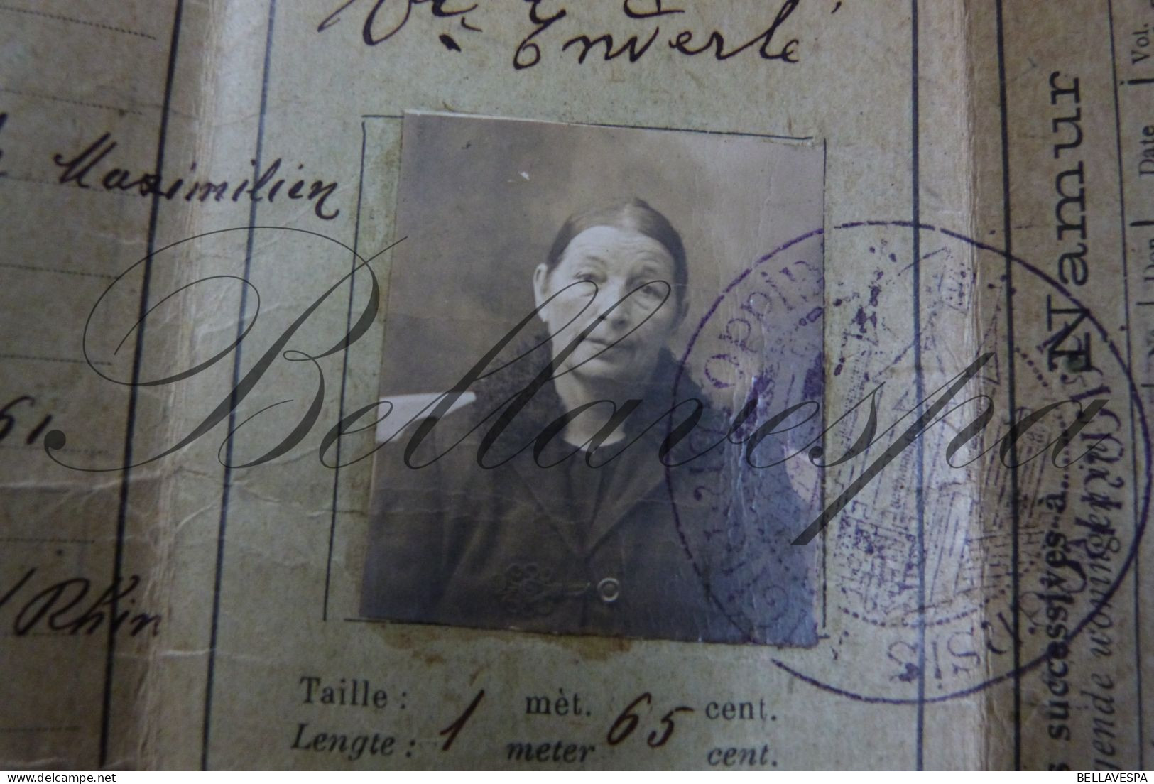 Namur Marchal Marie Veuve Ederle MAXIMILIEN - LUSTIN 1861 N° 36617 Carte D'identité. Paspoort-1923 - Documents Historiques
