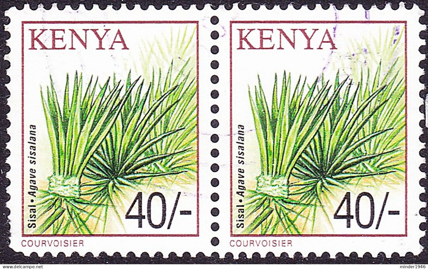 KENYA 2001 QEII 40/- Multicoloured, Crops - Sisal Horizontal Pair SG778 Used - Kenya (1963-...)