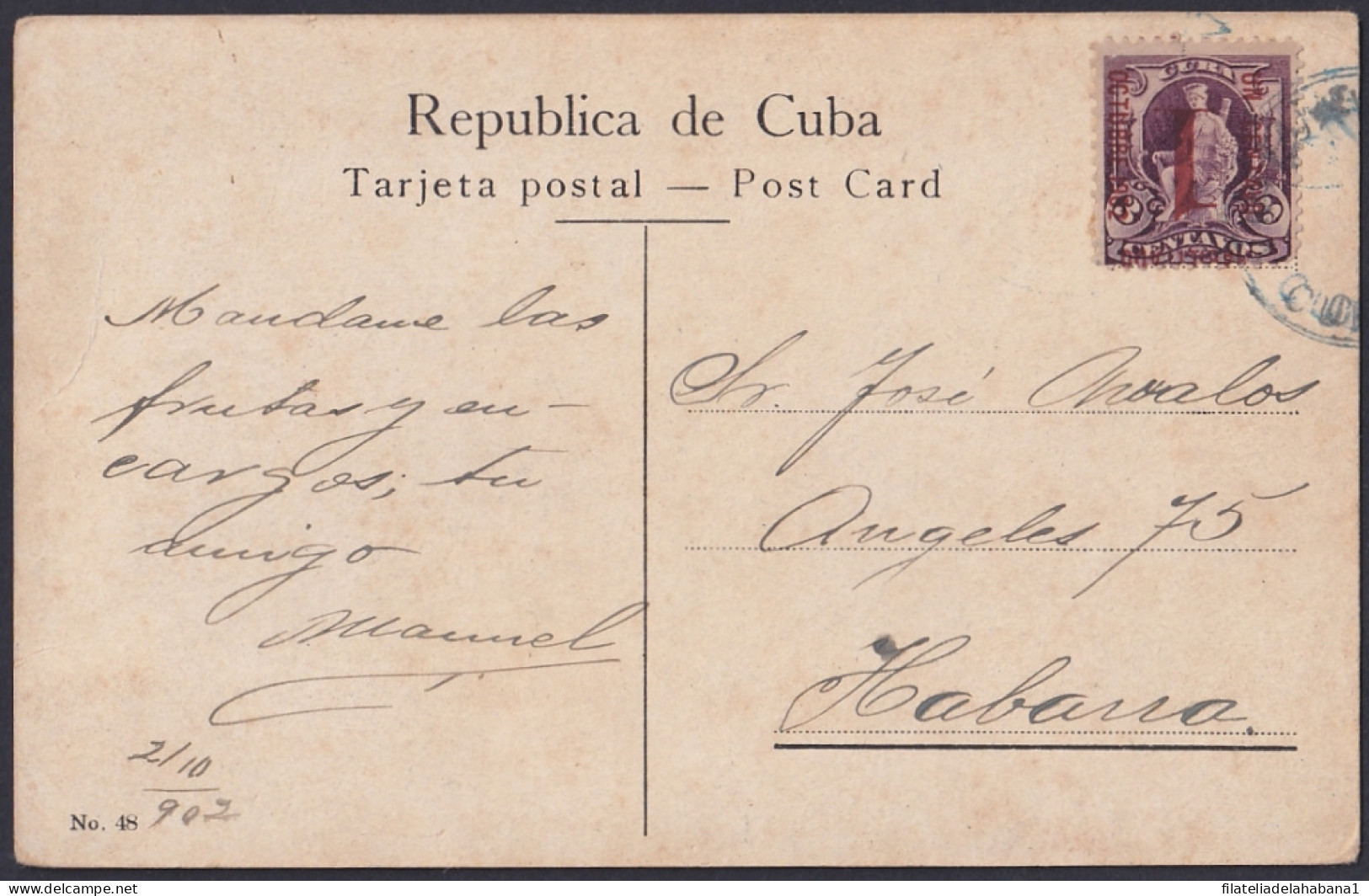 1902-H-32 CUBA REPUBLICA 1902 INVERTED OVERPRINT POSTCARD. SOLD AS IS.  - Autres & Non Classés