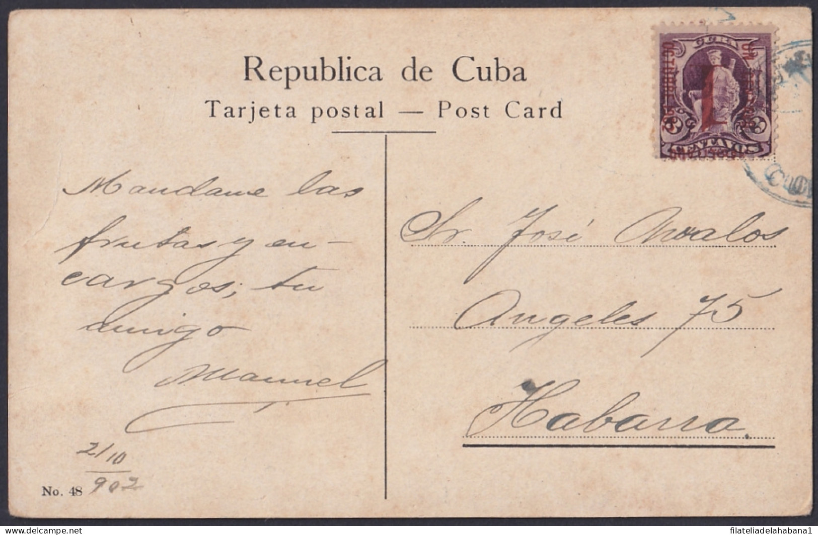 1902-H-32 CUBA REPUBLICA 1902 INVERTED OVERPRINT POSTCARD. SOLD AS IS.  - Other & Unclassified