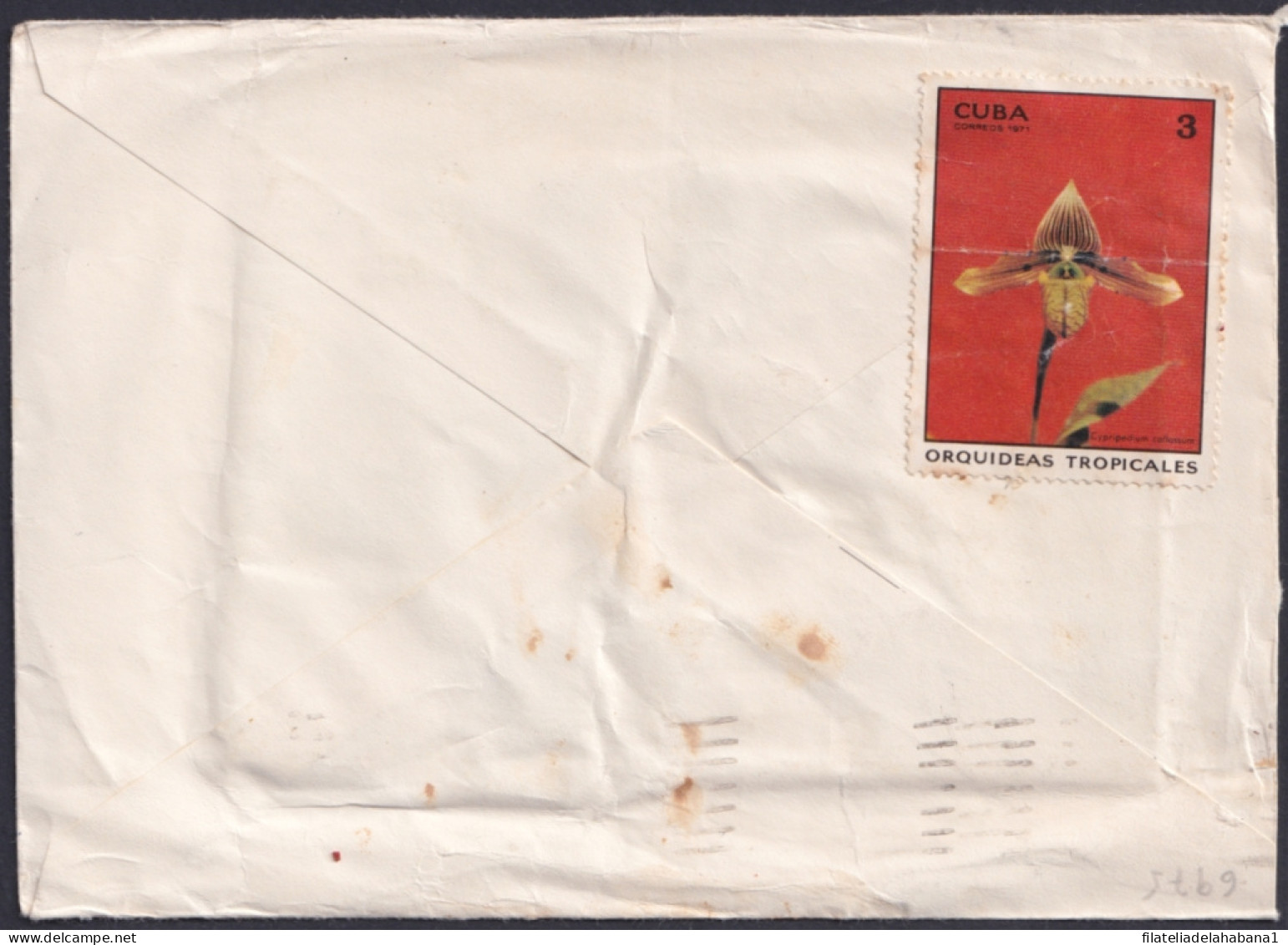 1976-EP-100 CUBA 1976 3c POSTAL STATIONERY COVER TO SPAIN. CAMAGUEY AGRAMONTE MONUMENT.  - Cartas & Documentos