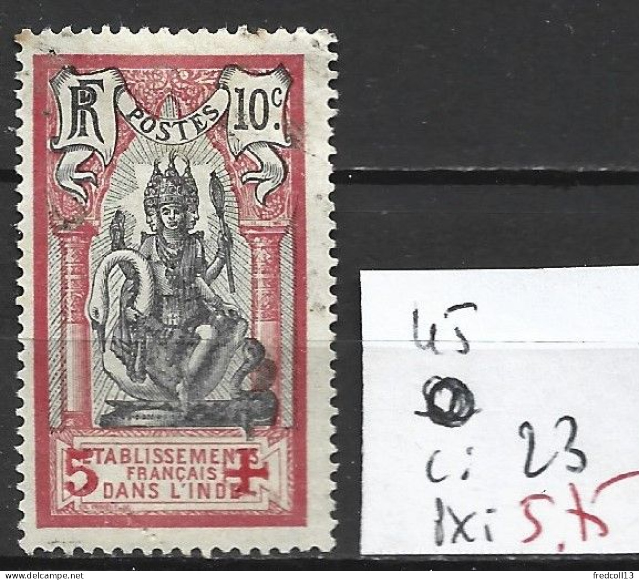 INDE FRANCAISE 45 Oblitéré Côte 23 € - Used Stamps