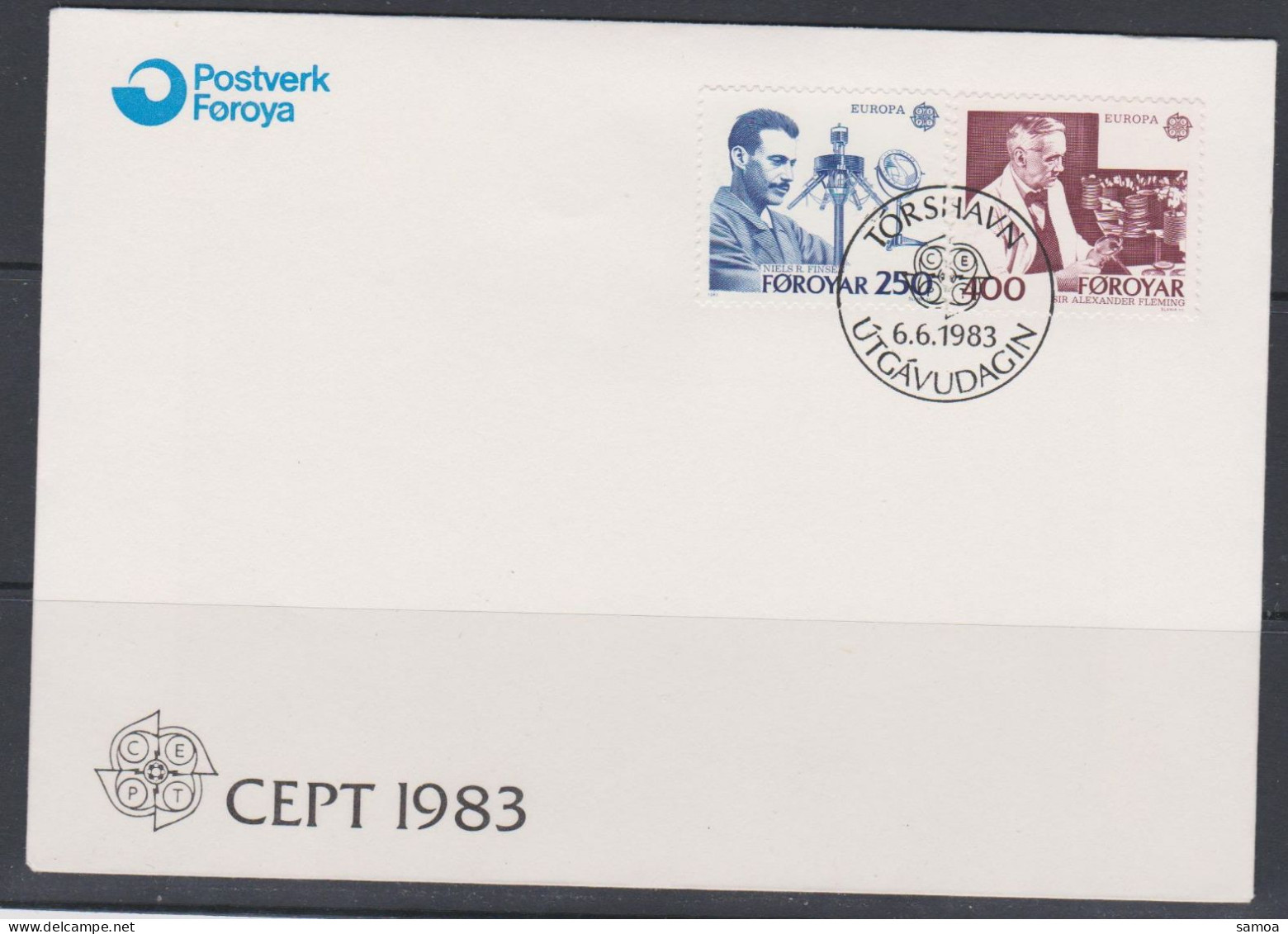 Féroé FDC 1983 78-79 Europa Prix Nobel Finsen Radiation Des Ultraviolets Fleming Pénicilline - Färöer Inseln