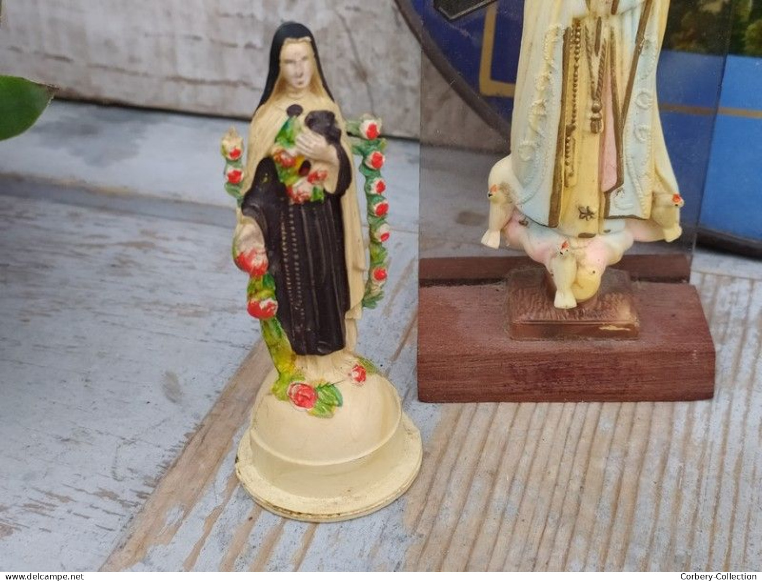 Lot Religieux Cadre Statue Vierge Saint Christ Lourdes.