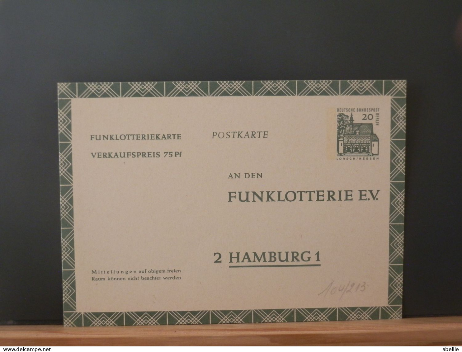 104/213   CP ALLEMAGNE FUNKLOTTERIEKARTE   XX - Cartoline Private - Nuovi