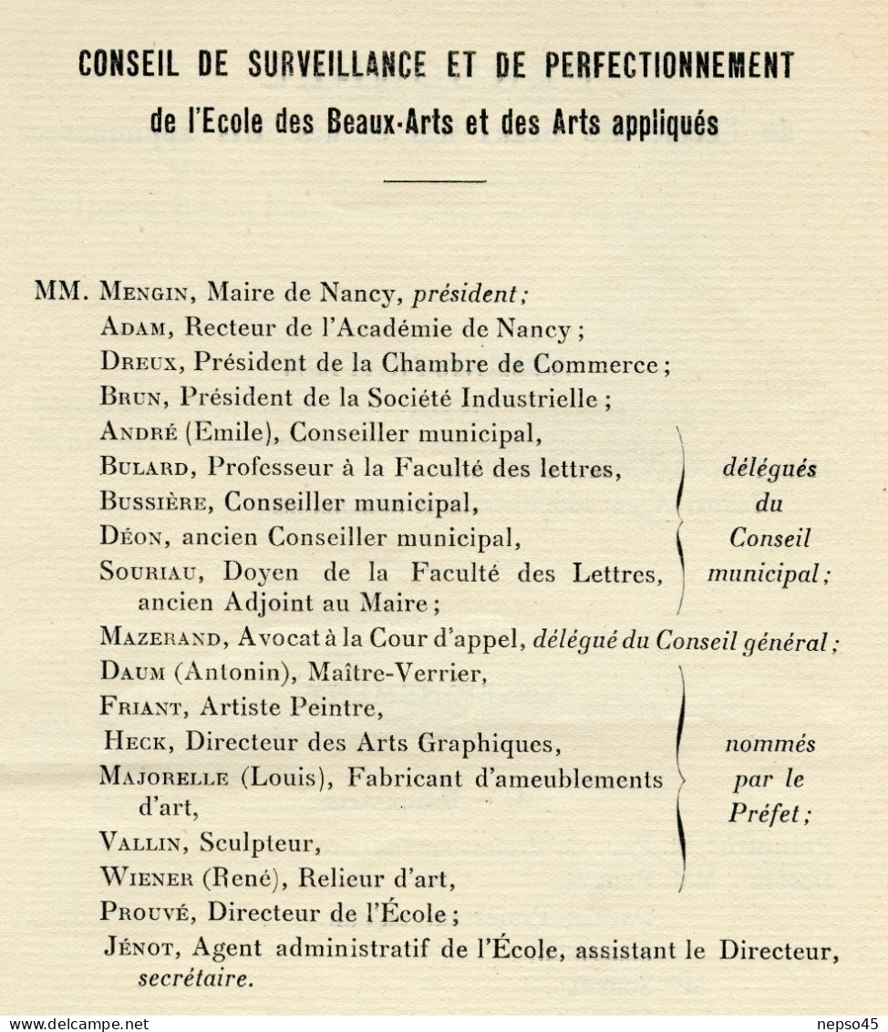 Beaux-Arts.Arts Appliqués.Nancy.Ecole Municipale Et Régionale.Récompense Du 30 Juin 1922.Pierre Boyé Président Accadémie - Fichas Didácticas