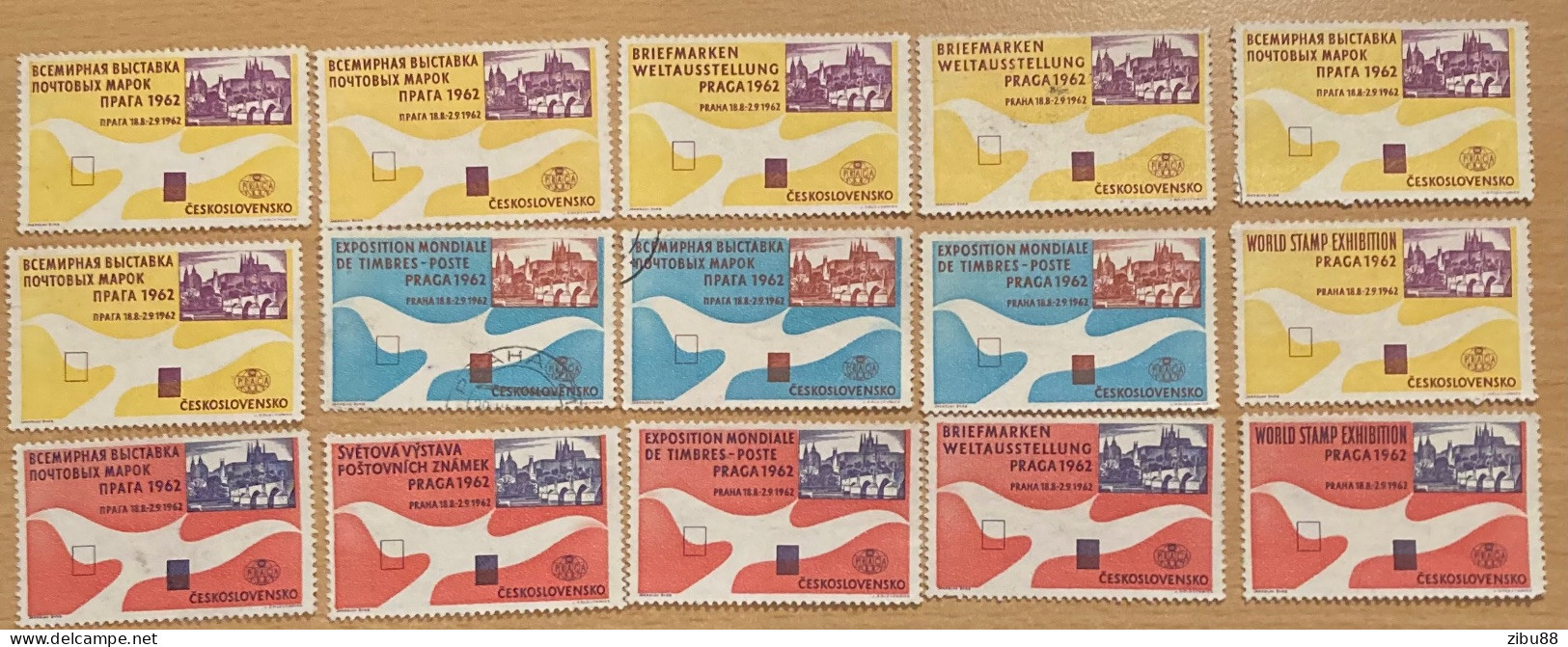 15 Stamps / Cinderella / Werbemarken Briefmarken Weltausstellung Prag 1962 World Stamp Exhibition - Lots & Serien