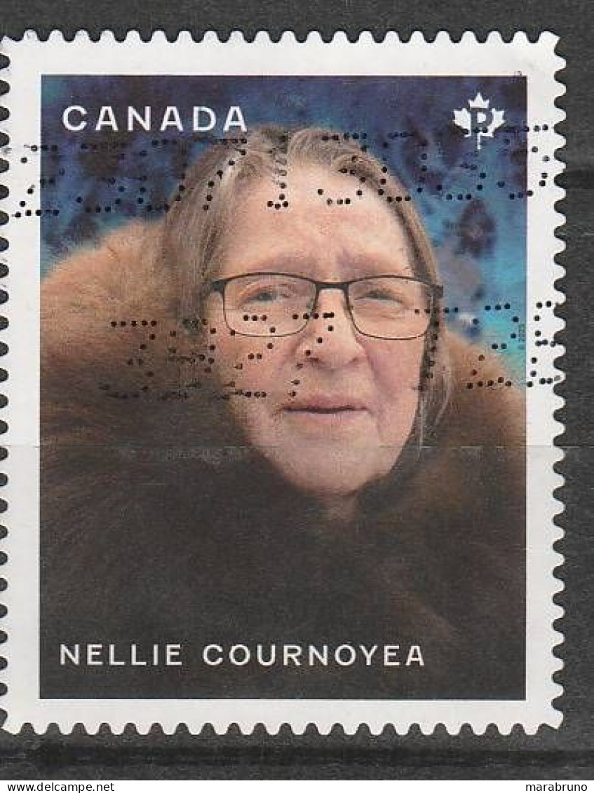 Timbre Canada 2023, Nellie Cornoyea, Leader Indigène, Oblitéré - Gebraucht