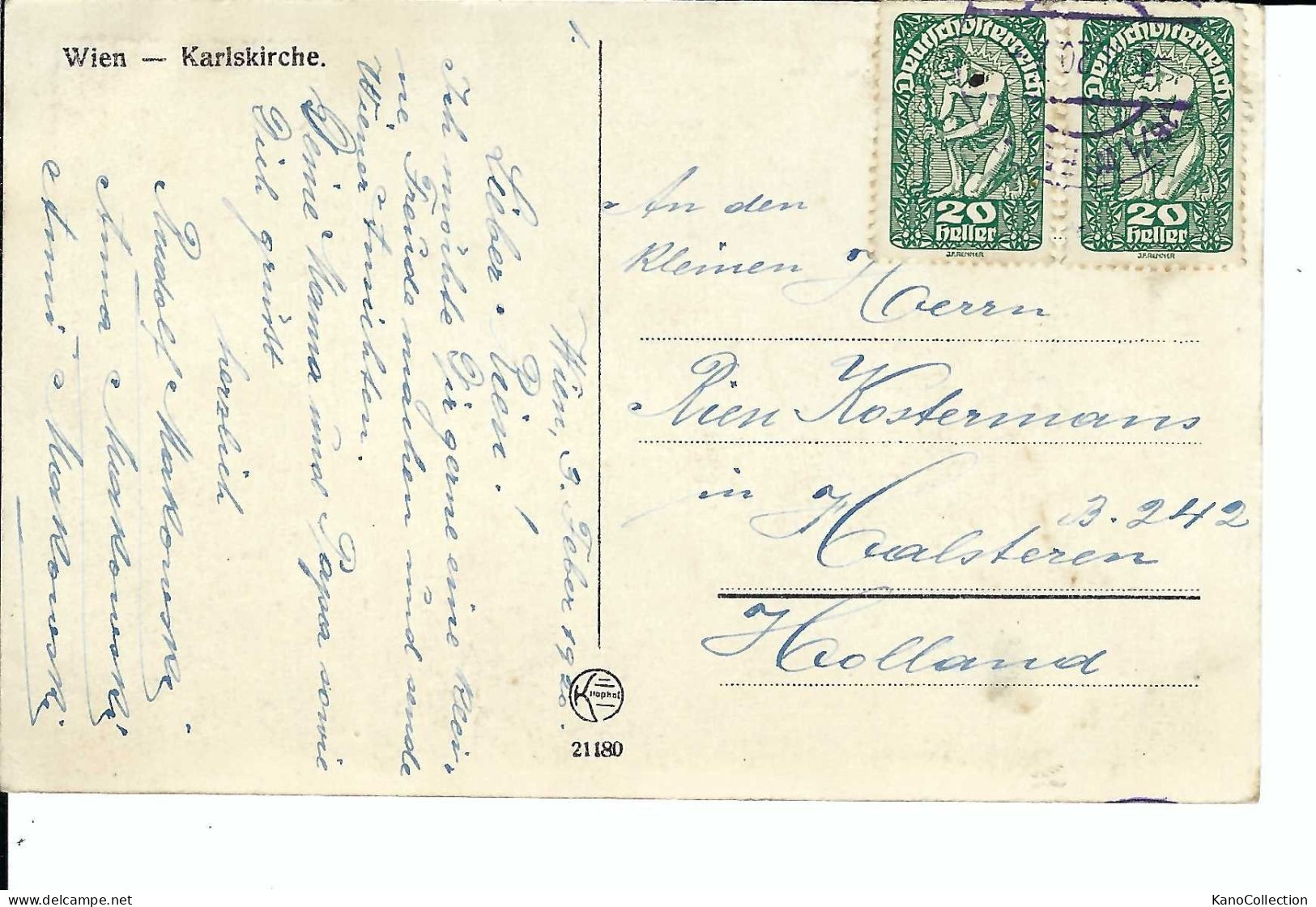 Wien, Karlskirche, Gelaufen 1920 - Kerken