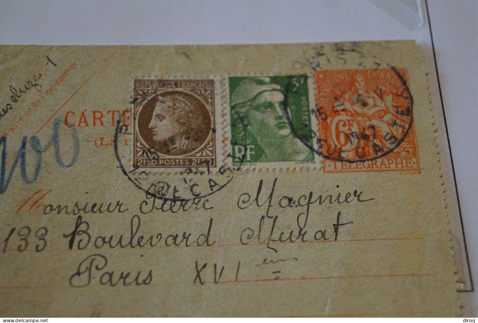 Superbe Envoi,courrier,type Chapelain 1946,oblitération ,pour Collection - Pneumatiques