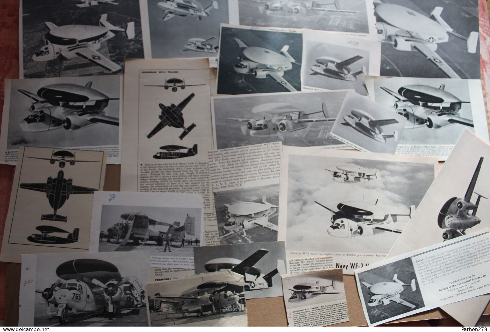 Lot De 80g D'anciennes Coupures De Presse De L'aéronef Américain Grumman E-1 "Tracer" - Aviation