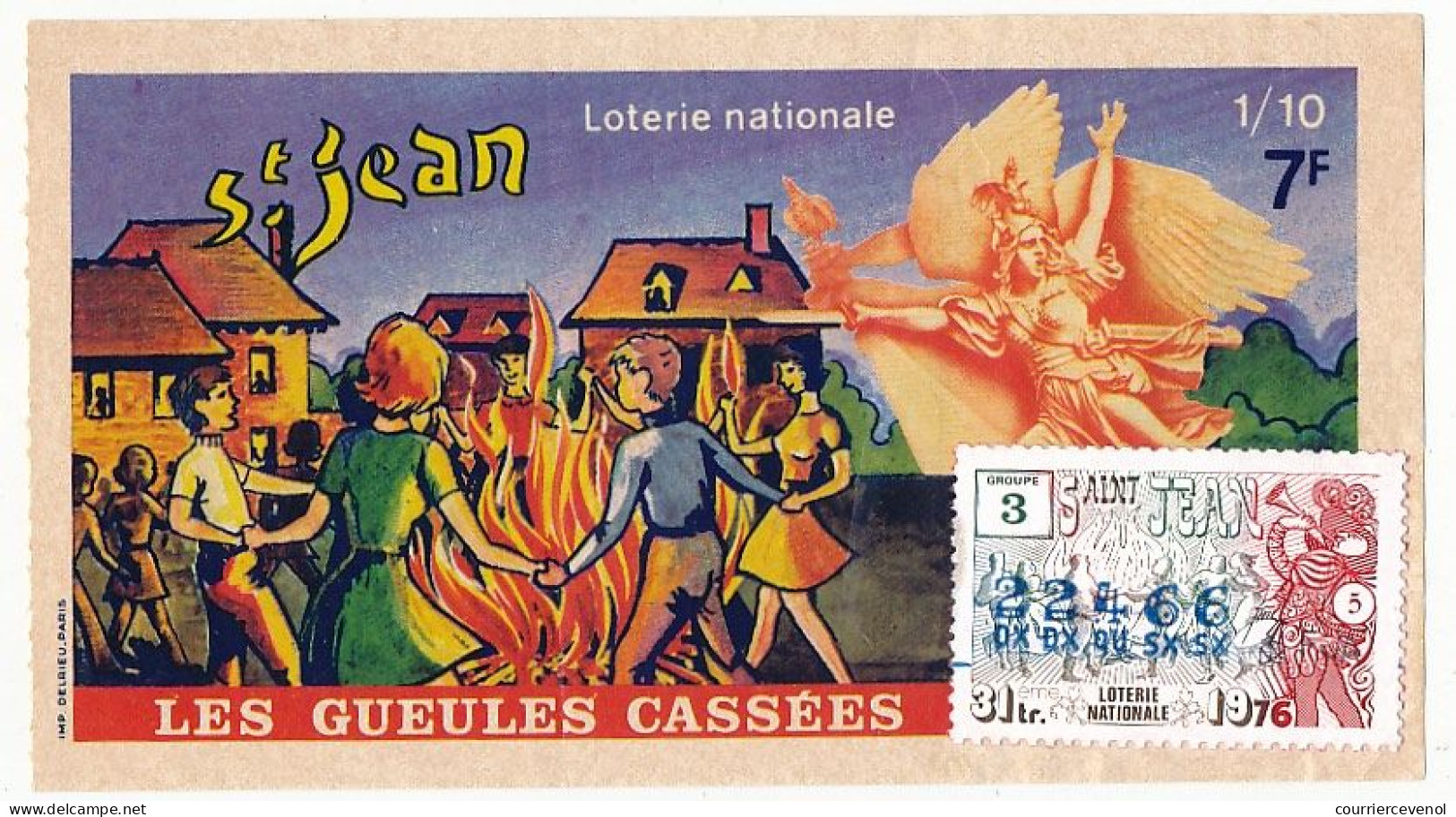 FRANCE - Loterie Nationale - St Jean / Les Gueules Cassées - 1/10ème - 31ème Tranche 1976 - Lotterielose