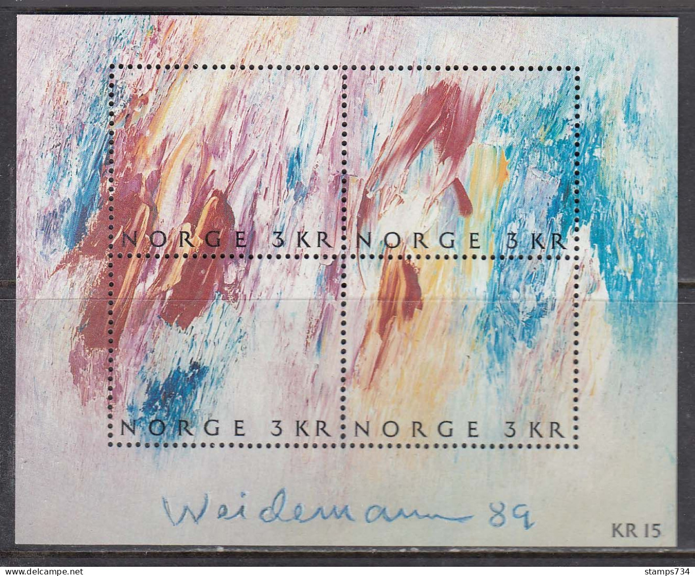 Norway 1989 - Stamp Day: Painting, Michel Block 11, MNH** - Blocchi & Foglietti