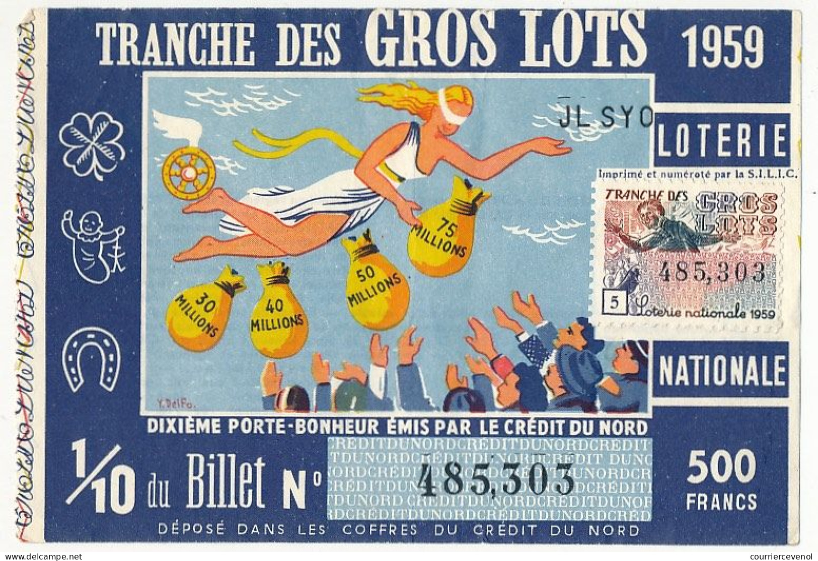 FRANCE - Loterie Nationale - Tranche Des Gros Lots / Crédit Du Nord - 1/10ème - 1959 - Loterijbiljetten