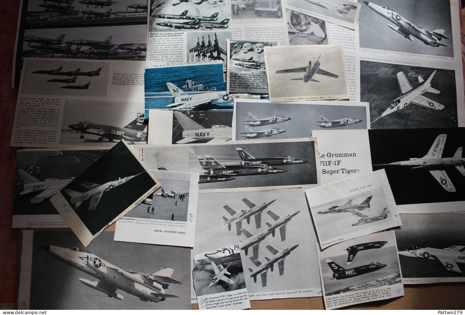 Lot De 180g D'anciennes Coupures De Presse De L'aéronef Américain Grumman F11-F  "Tiger" - Aviation