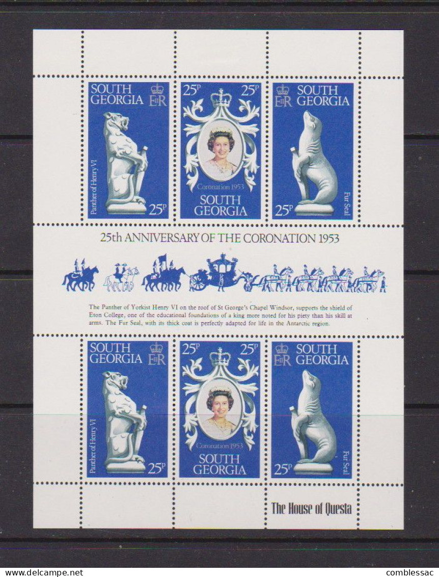 SOUTH GEORGIA    1978    25th  Anniv  Of  Coronation    Sheetlet    MH - Südgeorgien