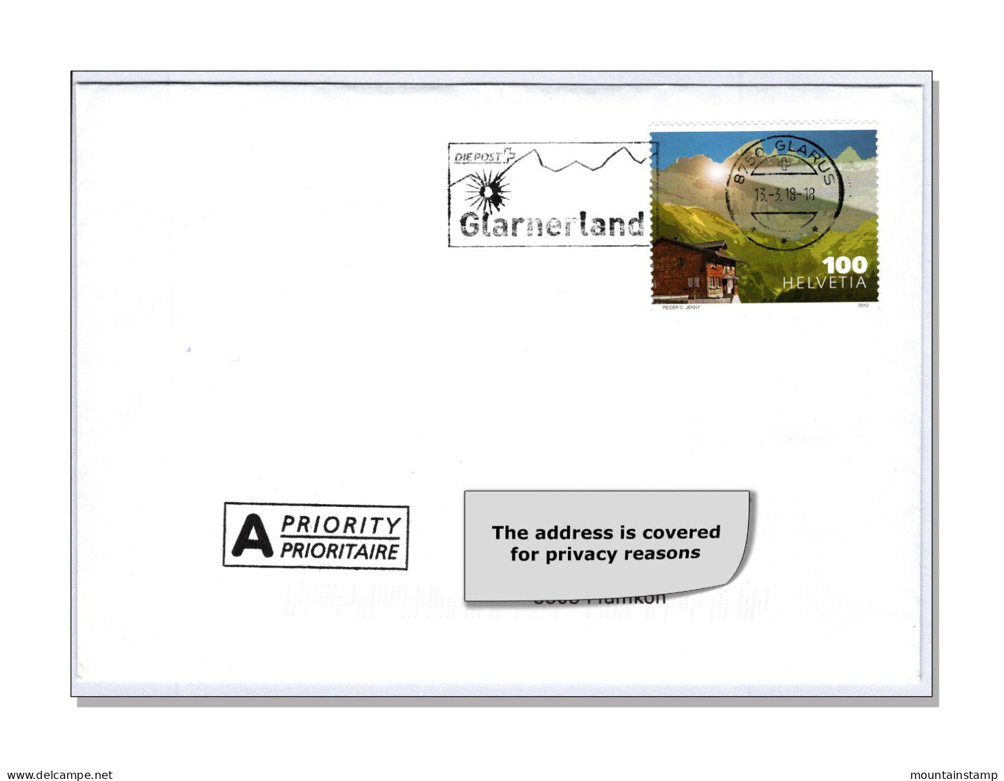 Switzerland 2012 (Box2D) Tschingelhörner Mountains Berge Montagnes Elm Tektonikarena Sardona Special Postmark Glarus - Unused Stamps