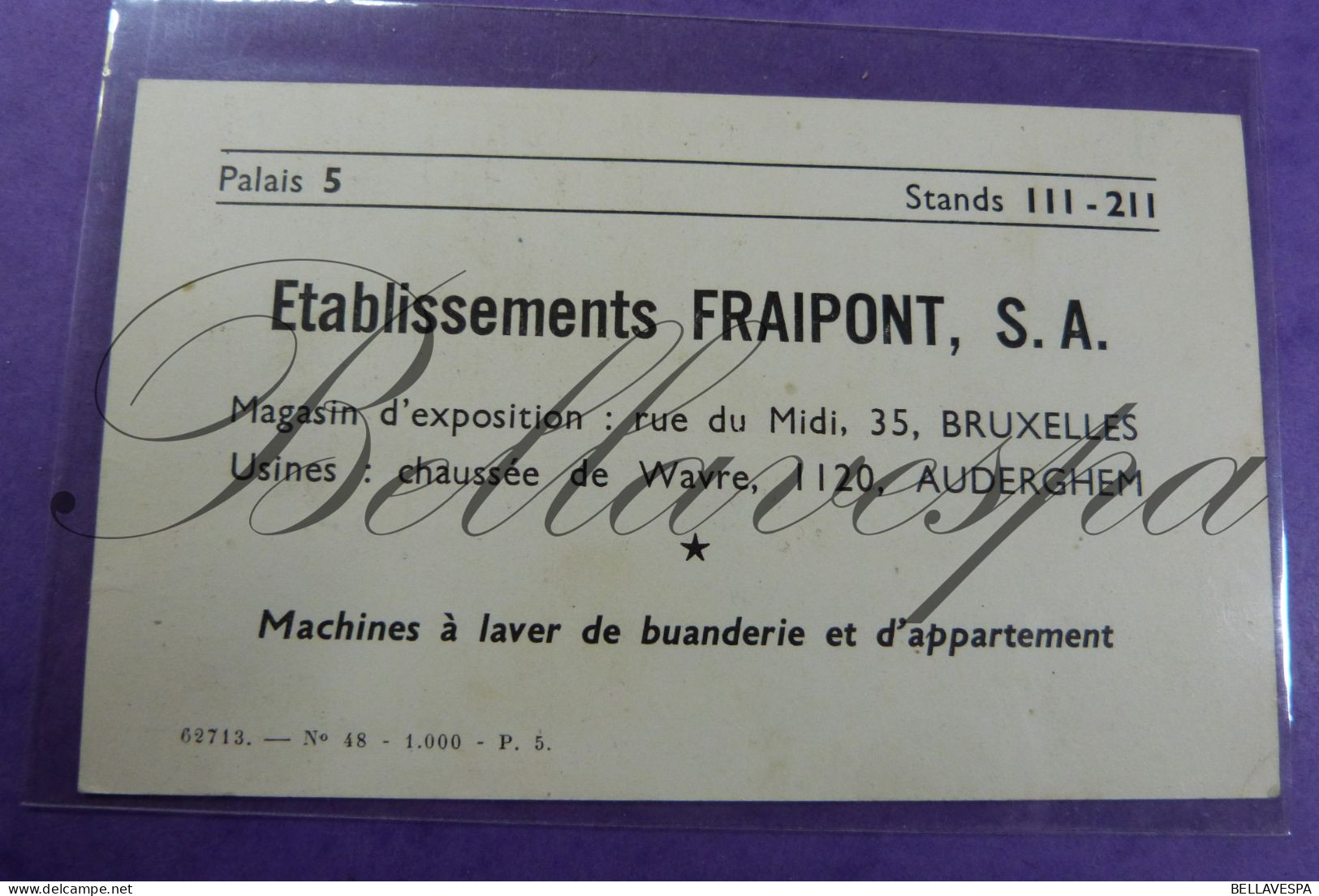Eeuwfeestpaleizen Heizel Bruxelles 23 E Voeding Salon 1952  Et FRAPONT S.A. Auderghem Oudergem - Toegangskaarten