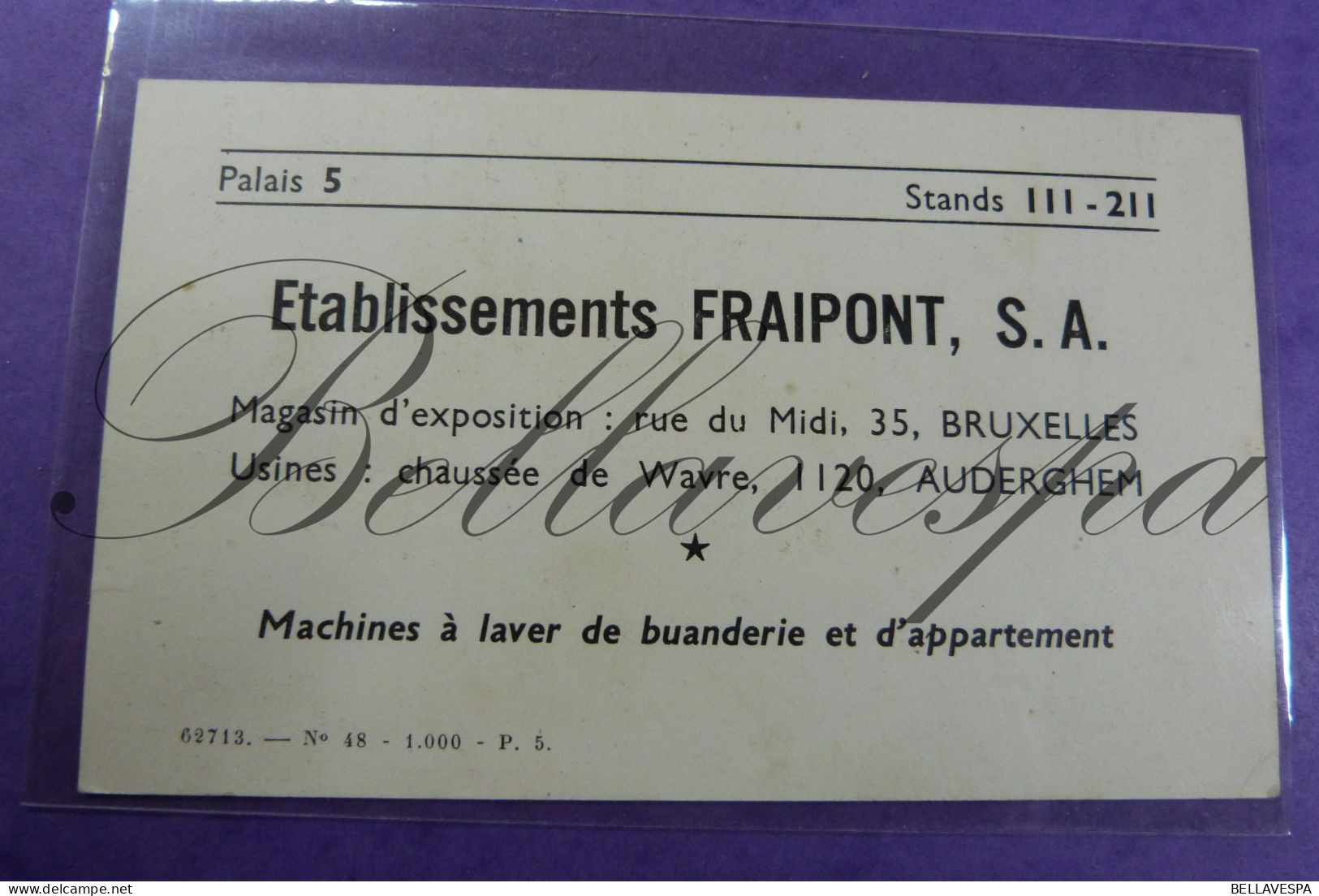 Eeuwfeestpaleizen Heizel Bruxelles 23 E Voeding Salon 1952  Et FRAPONT S.A. Auderghem Oudergem - Biglietti D'ingresso