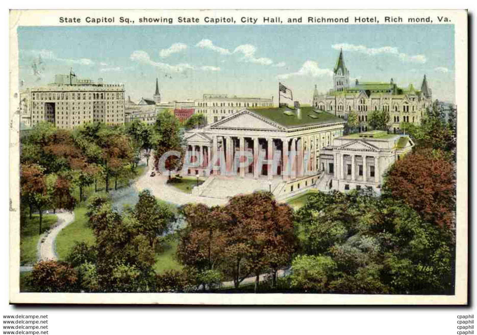 Etas Unis-USA-Virginia-State Capitol Square Showing State Capitol City Hall And Richmond Hotel- Rich - Richmond