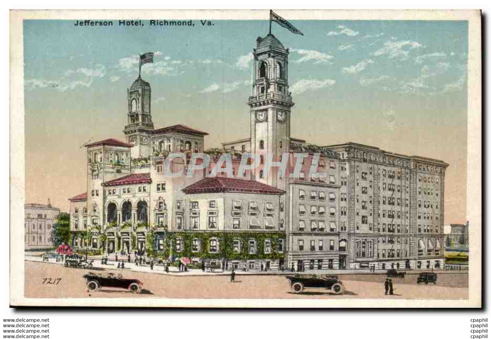 Etas Unis-USA-Virginia-Jefferson Hotel-automobile-drapeau- Richmond -CPR - Richmond