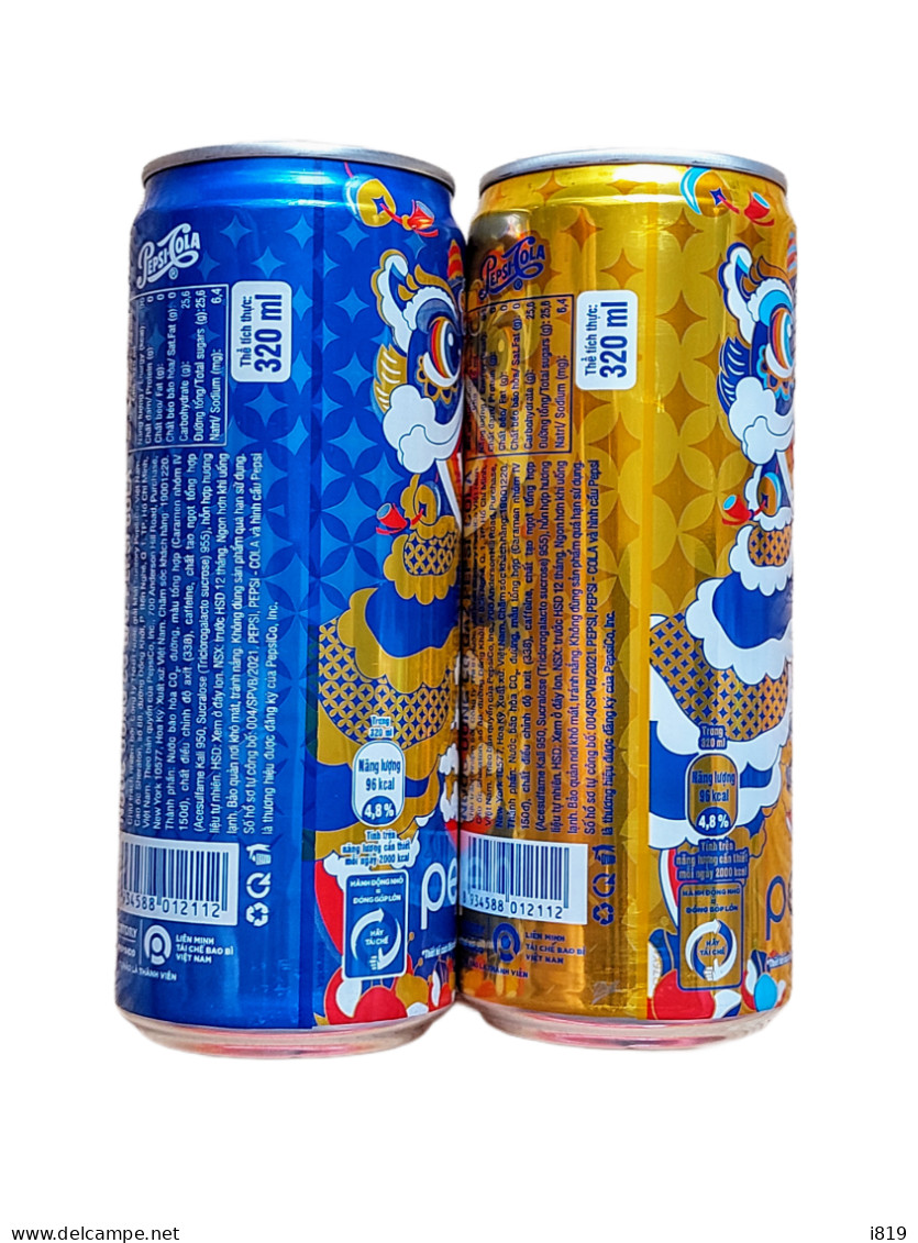 2024 Vietnam Pepsi New Year 1 set 2 cans sleek 320ml EMPTY open small bottom