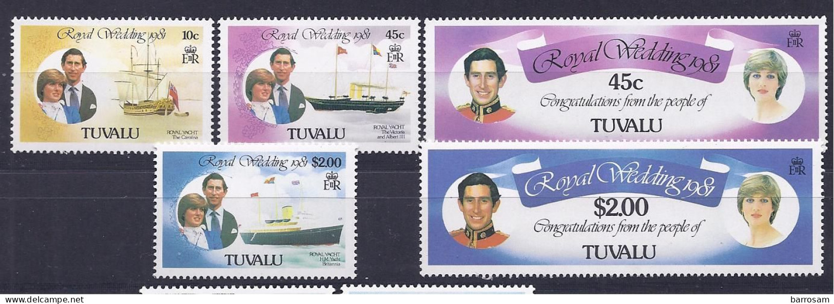 TUVALU ....1981:Michel145-50mnh** ROYAL WEDDING - Tuvalu