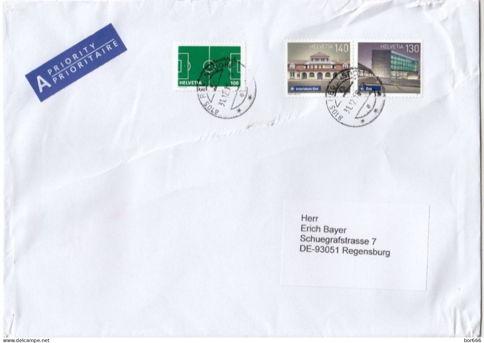 GOOD SWITZERLAND Postal Cover 2018 - Good Stamped: Soccer / Railway Stations - Lettres & Documents