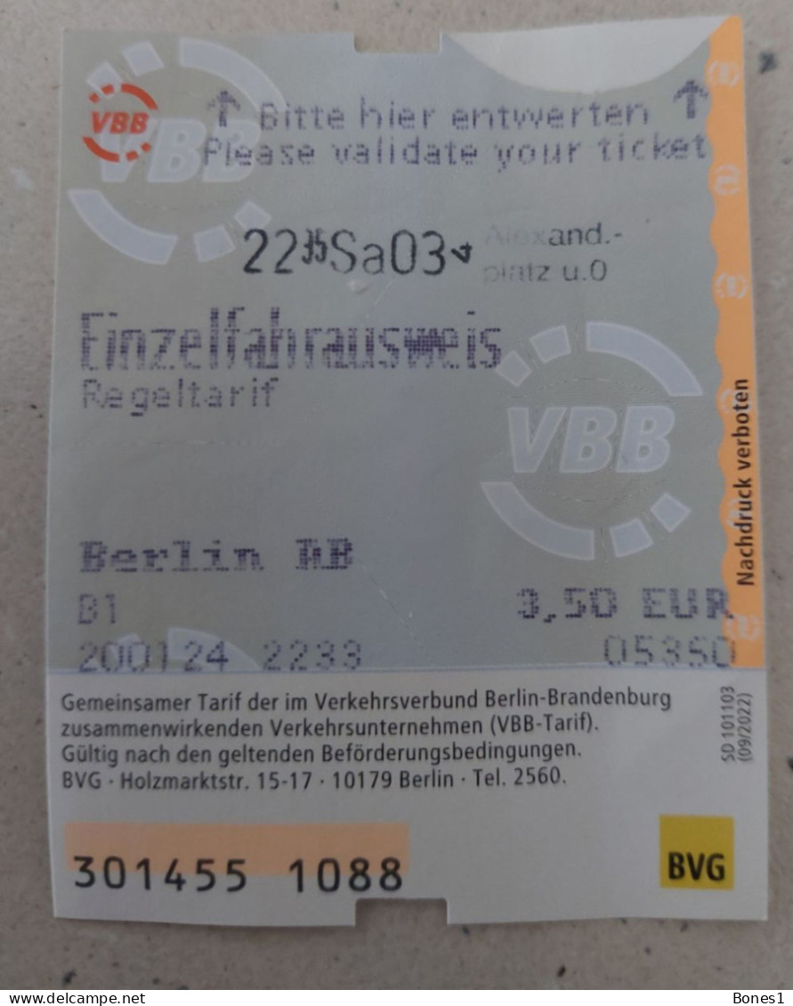 Germany Berlin Metro Ticket 2024 - Europa