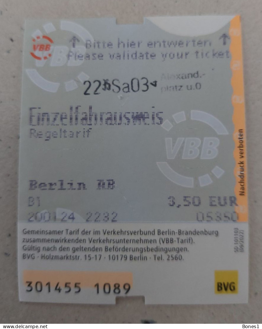 Germany Berlin Metro Ticket 2024 - Europa