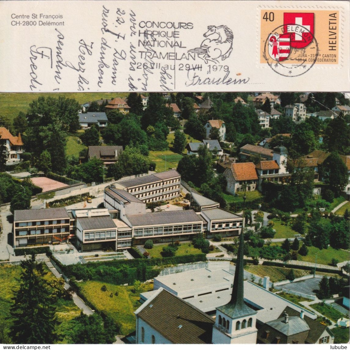Delémont - Centre St-François  (Flaggen "Concours Hippique" - 2 Karten)      1976/79 - Delémont