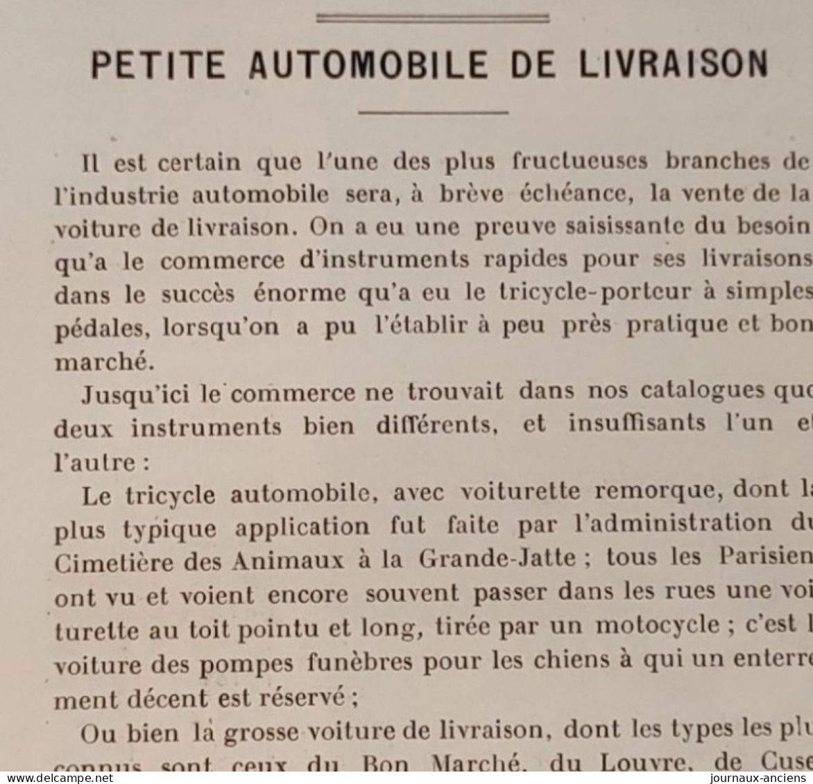 1902 Revue Automobile " LA LOCOMOTION " - L'AUTO-STAND PETITE AUTOMOBILE DE LIVRAISON - Automovilismo - F1