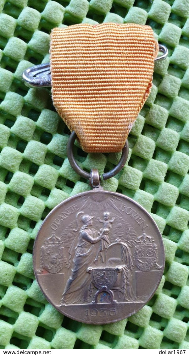 Medaille - 1938 Oranje Boven , Paleis Soesdijk -  Original Foto  !! Palace Birth Medallion Dutch Royalty 1938 - Royal/Of Nobility