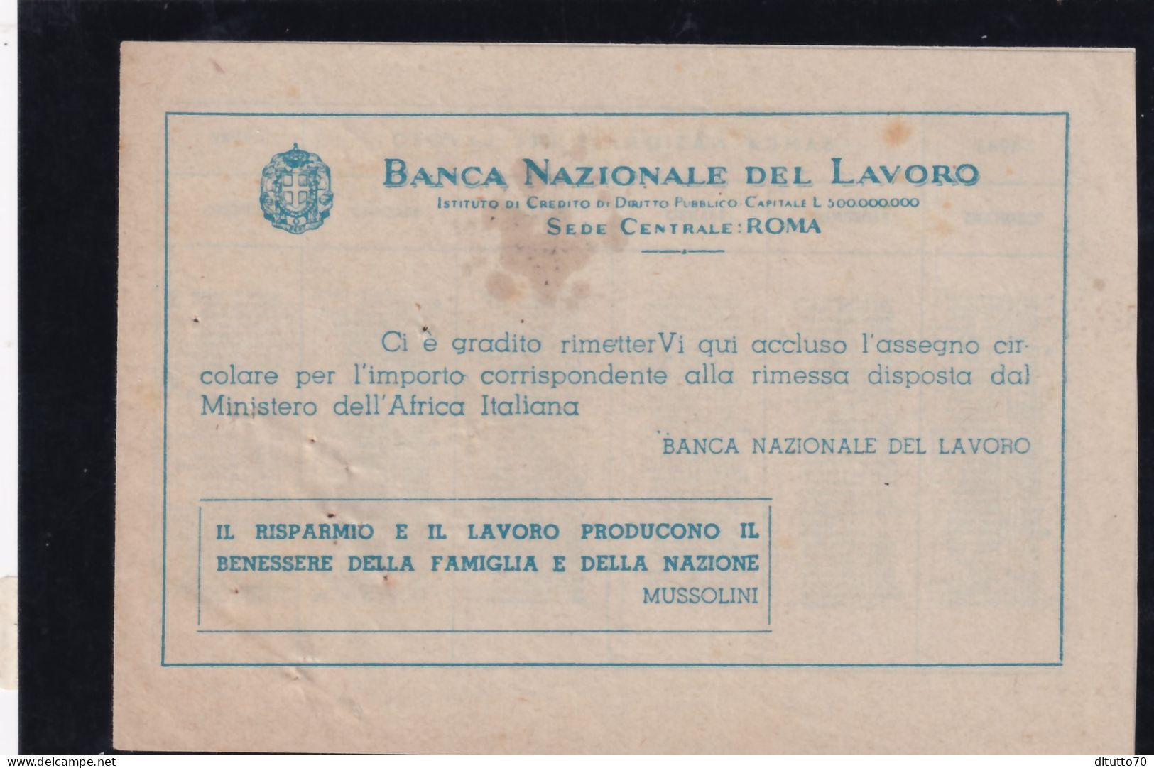 Calendarietto - Banca Nazionale Del Lavoro - Roma - Anno 1943 - Petit Format : 1941-60