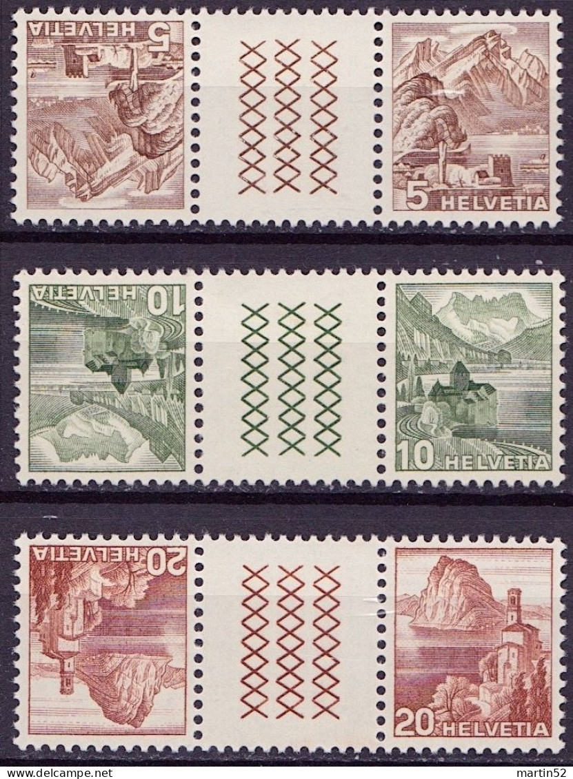 Schweiz Suisse 1948: ZDR Mit Steg / Se-tenant Avec Pont Zu S57-S59 Mi KZ14E-KZ16E ** Postfrisch MNH (Zumstein CHF 14.00) - Tête-bêche