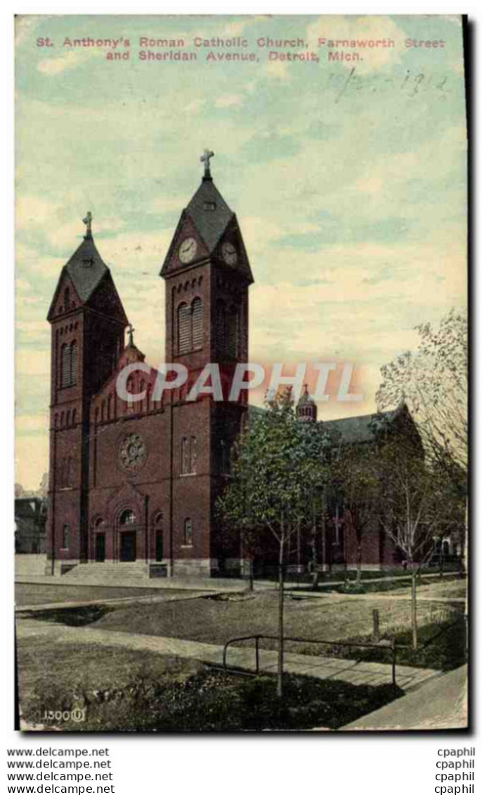 CPA Anthony&#39s Roman Catholic Church Farnsworth Street And Sheridan Avenue Detroit - Detroit