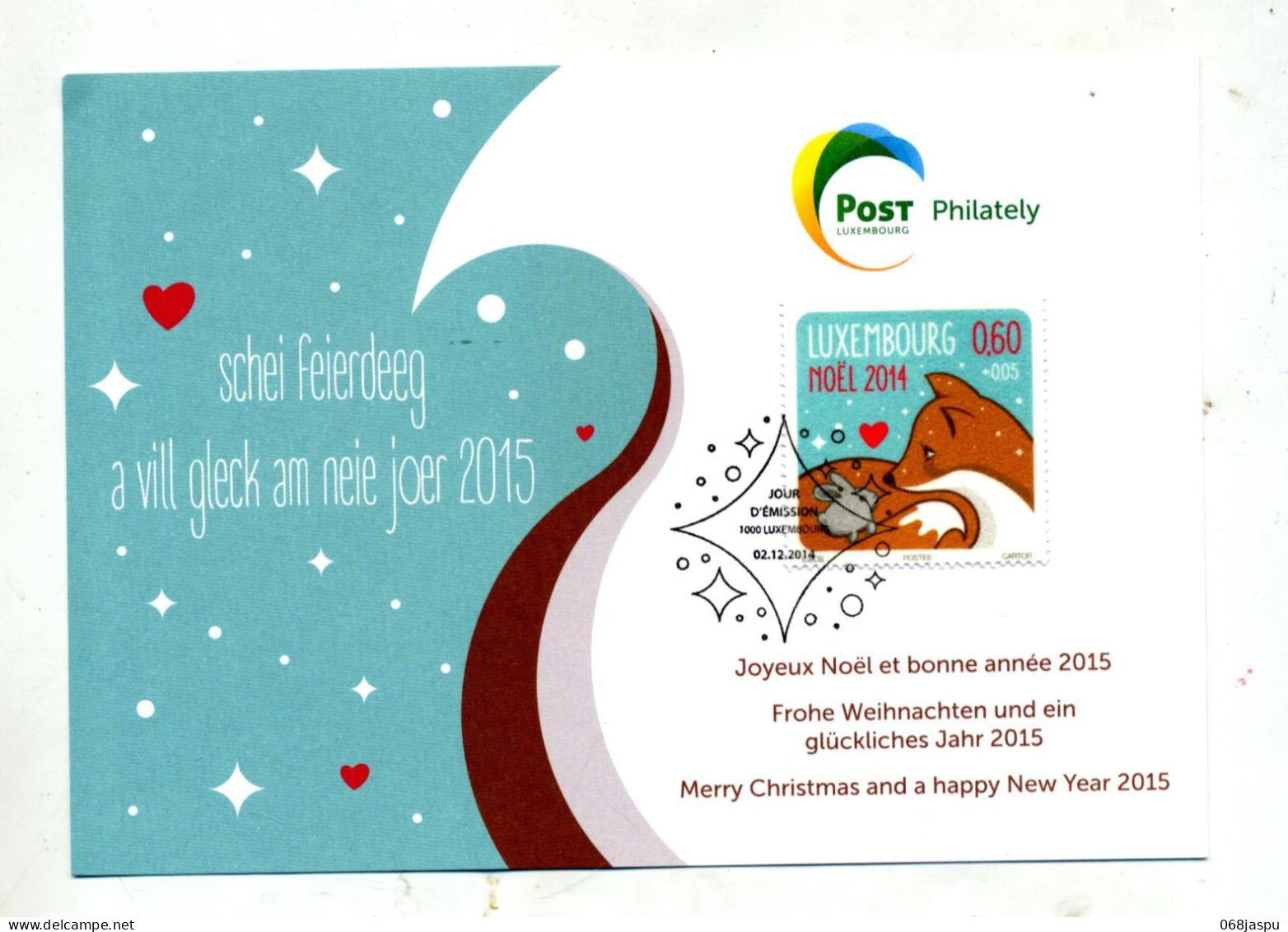 Carte De Voeux  Fdc 2014 Noel - Covers & Documents