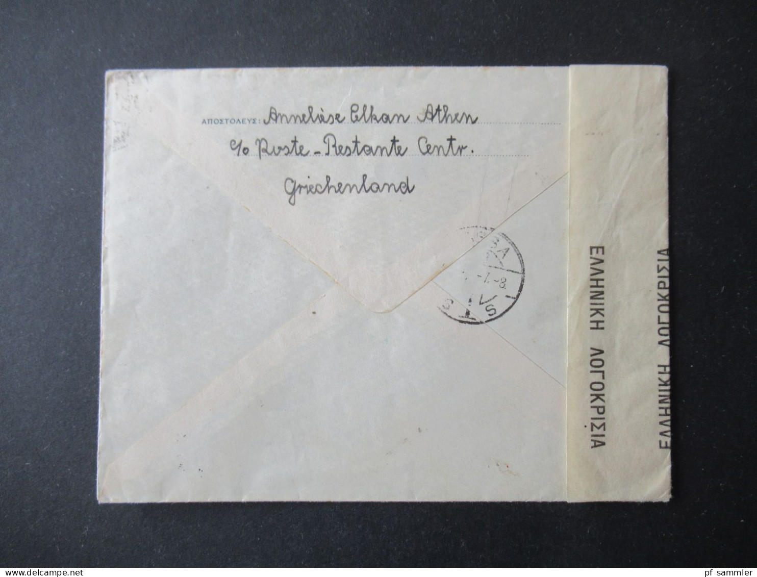Griechenland 1940 GA Umschlag U5 Mit Griechischer Zensur / Zensurstempel Und Verschlussstreifen Nach Ungarn Gesendet - Interi Postali