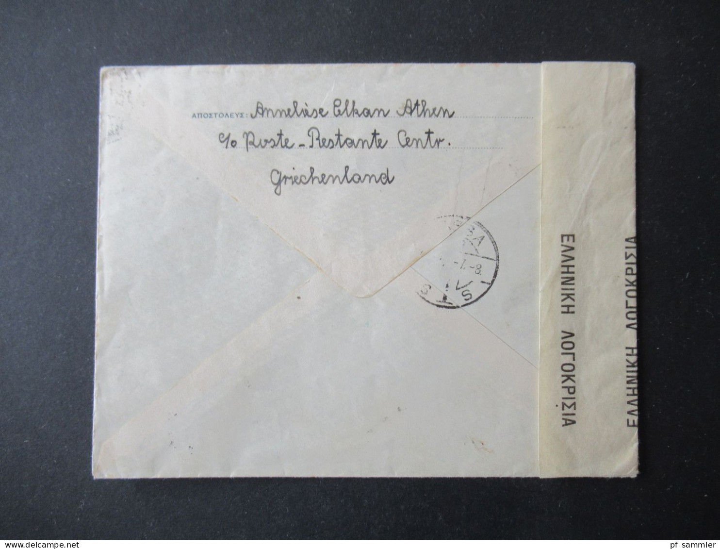 Griechenland 1940 GA Umschlag U5 Mit Griechischer Zensur / Zensurstempel Und Verschlussstreifen Nach Ungarn Gesendet - Postal Stationery