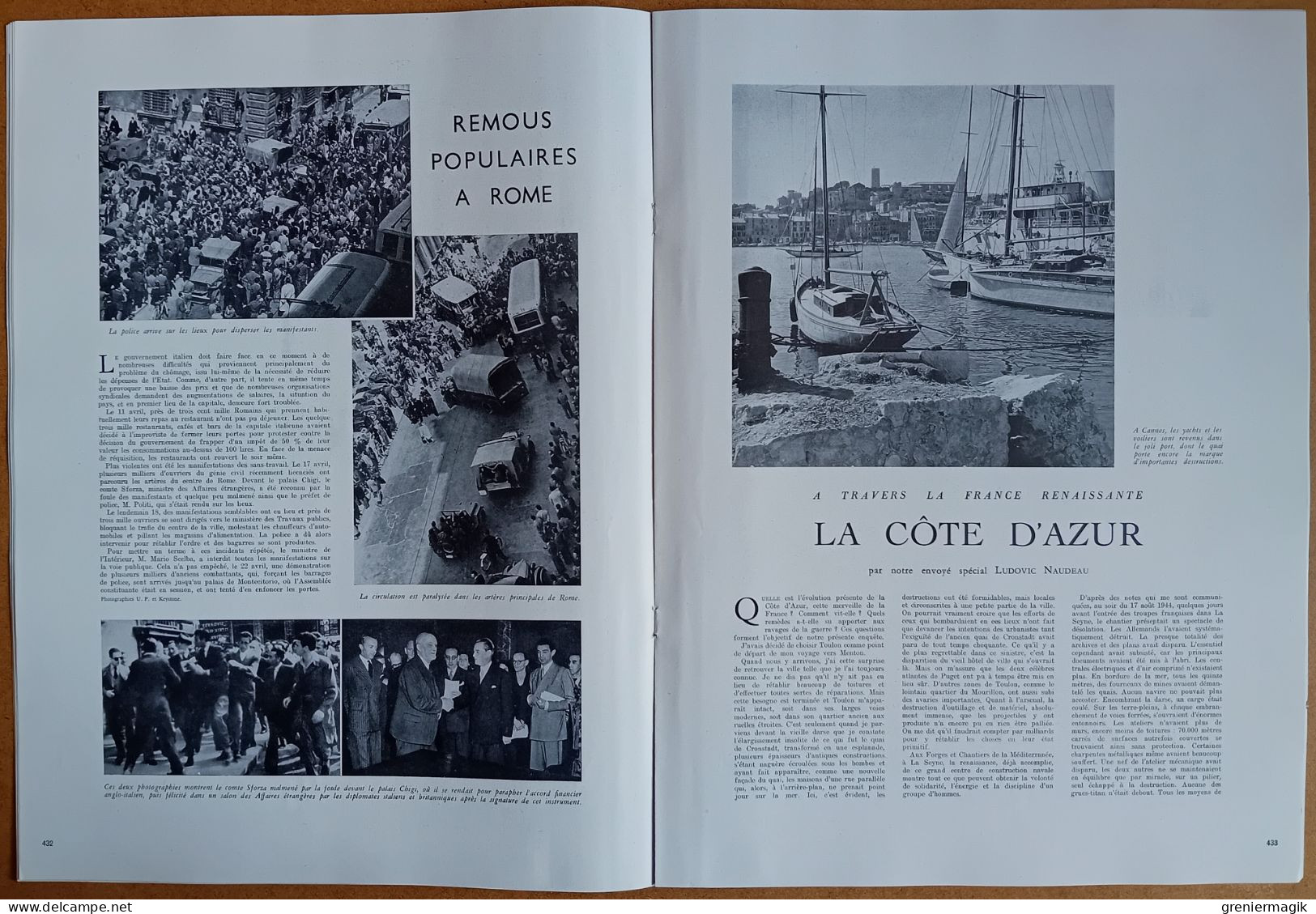 France Illustration N°83 03/05/1947 Auriol en A.O.F./De Gaulle reçoit la presse/Côte d'Azur/Le son sur film/Christian X