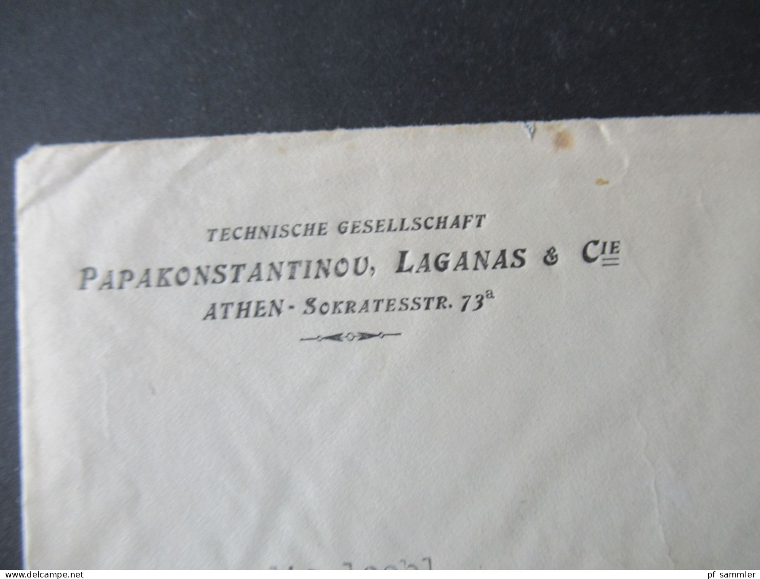 Griechenland 1923 Auslandsbrief Nach Barmen Umschlag Technische Gesellschaft Papakonstantinou, Laganas Athen Sokratesstr - Lettres & Documents