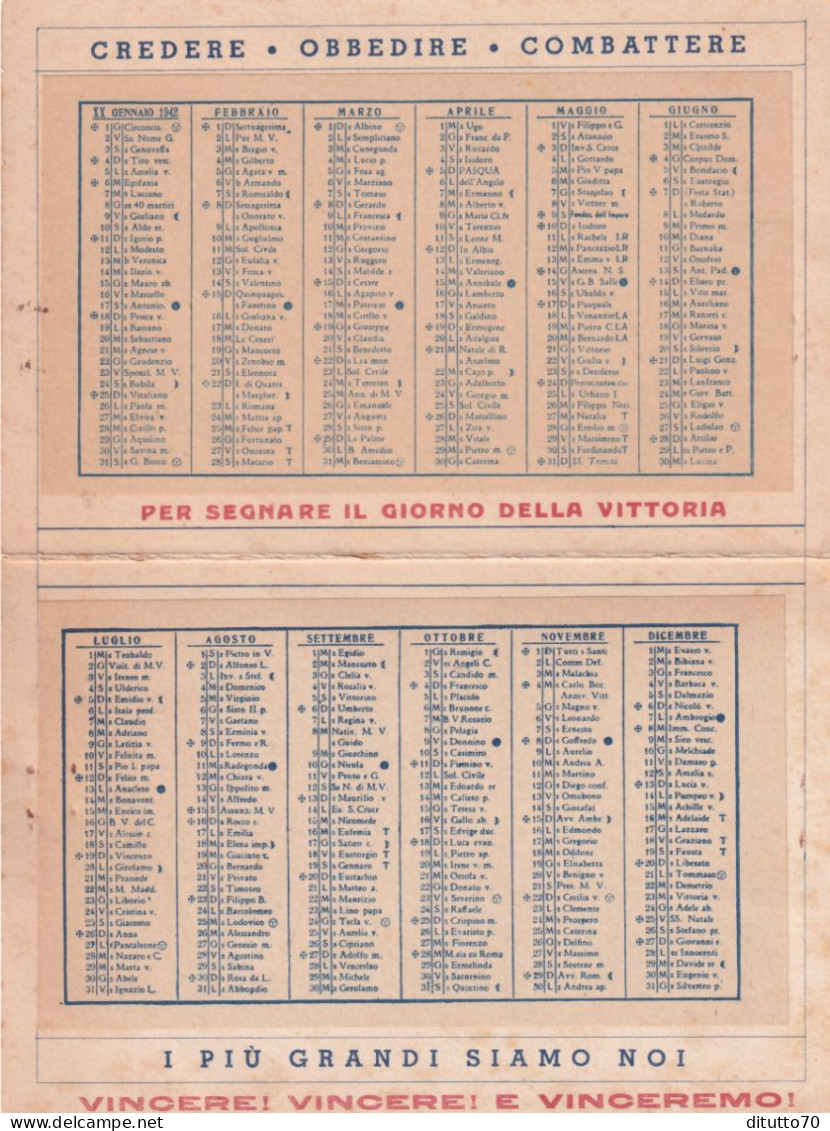 Calendarietto - Il Mediterraneo E Il Mare Nostro - Mussolini - Anno 1929 - Petit Format : 1941-60