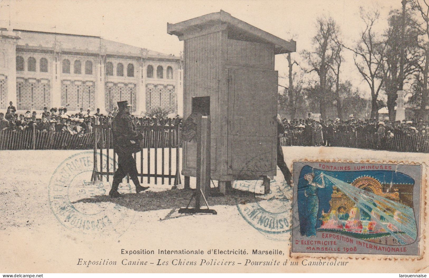13 - MARSEILLE - Exposition Internationale D' Electricité - Exposition Canine - Les Chiens Policiers ....(vignette) - Weltausstellung Elektrizität 1908 U.a.