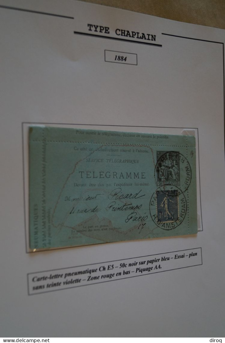 Superbe Envoi,courrier,type Chapelain 1884,plan Sans Teinte Violette,RARE,Pneumatique,Télégramme - Pneumatische Post