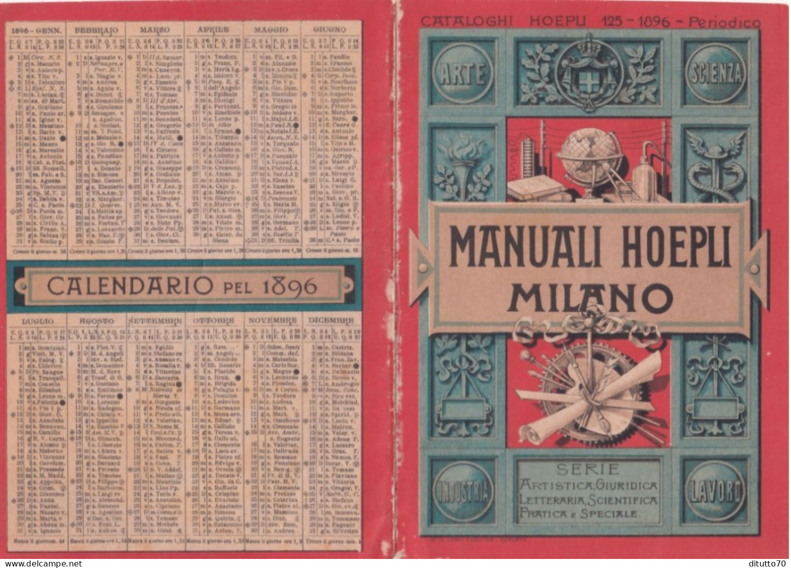 Calendarietto - Mauali Hoepli - Milano - Anno 1896 - Tamaño Pequeño : ...-1900