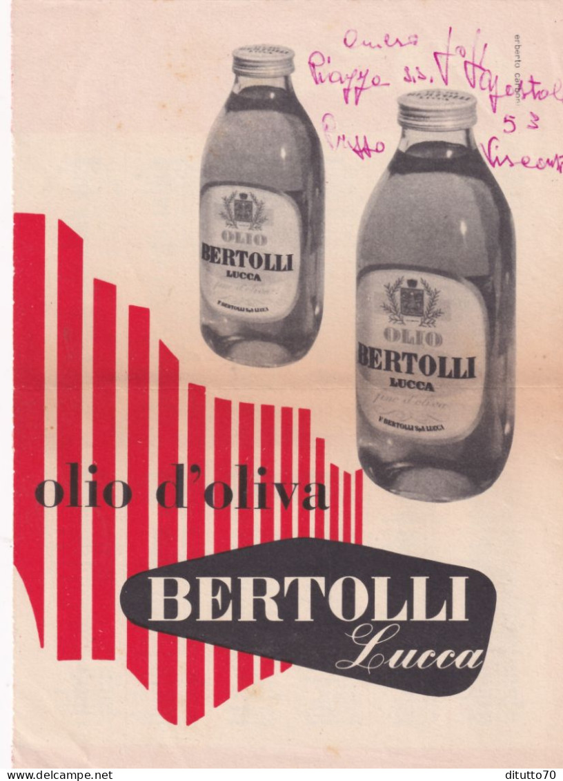 Calendarietto - Olio D'oliva Bertolli - Lucca - Anno 1956 - Kleinformat : 1941-60
