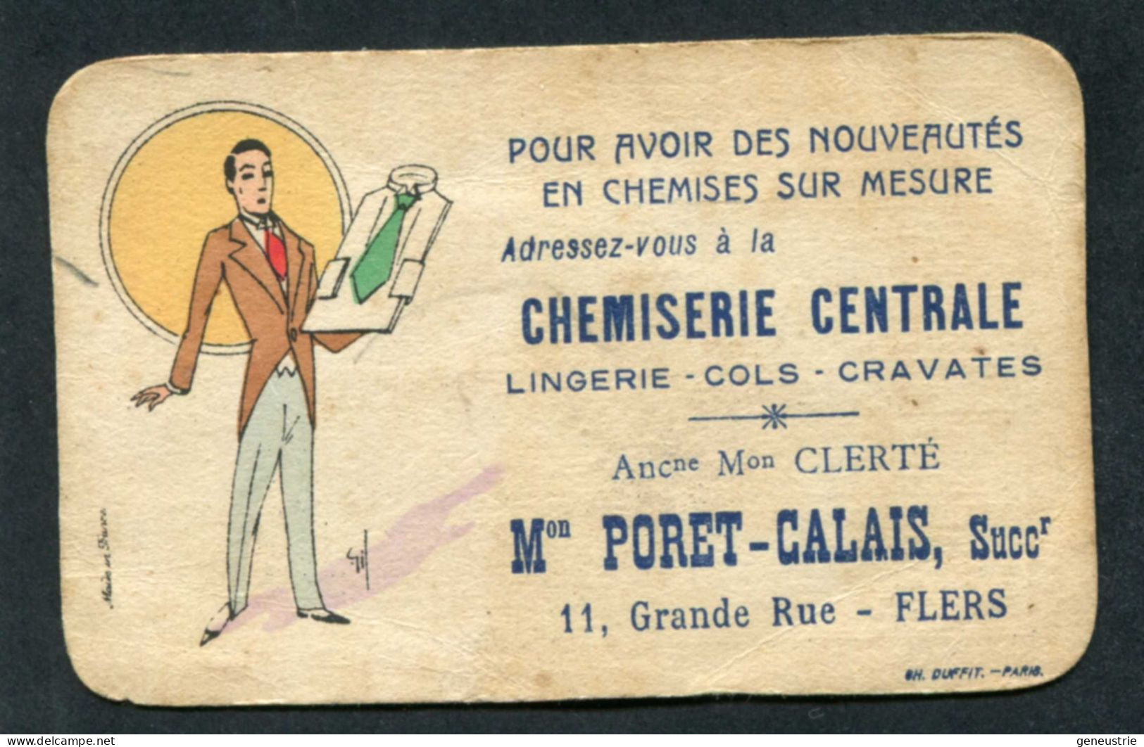 Calendrier De Poche 1932 "Chemiserie Centrale - Maison Poret-Calais à Flers (Orne)" - Formato Piccolo : 1921-40