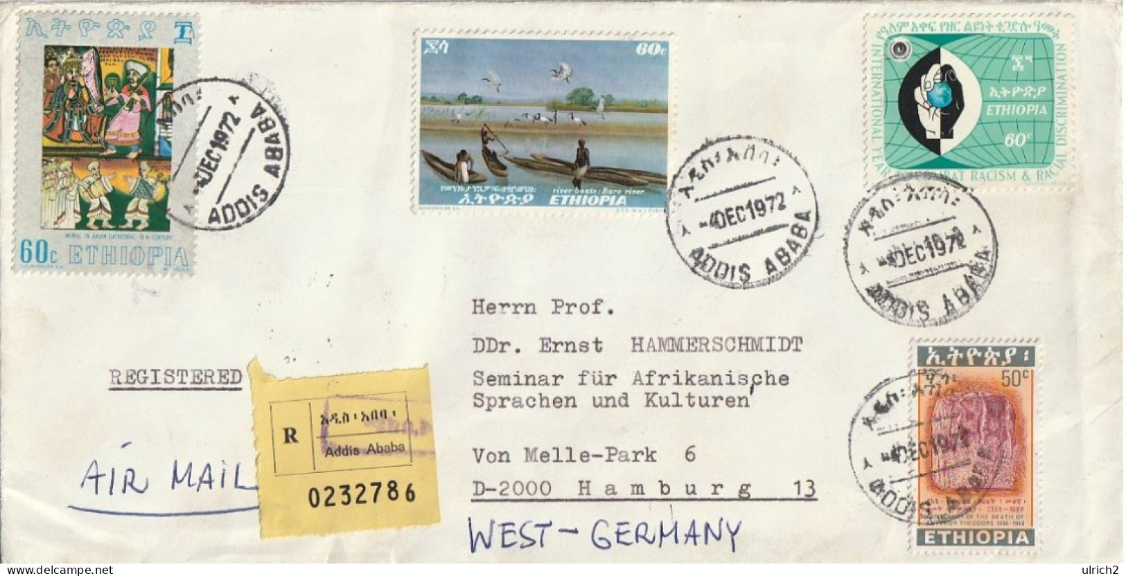 Äthiopien Ethiopia - Airmail Registered Letter - Austrian Embassy - To Germany - 1972 (67141) - Ethiopie