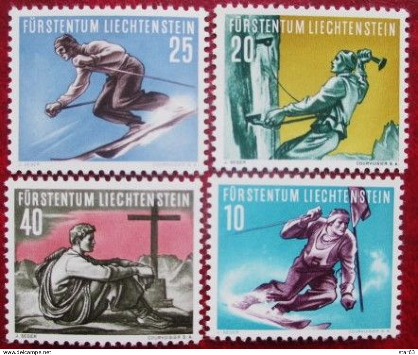 Liechtenstein  1955  4 V MNH VF - Climbing